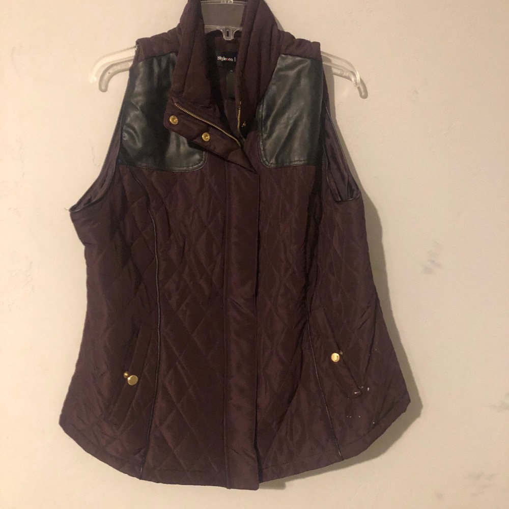 - Style & Co Vest, burgundy and black